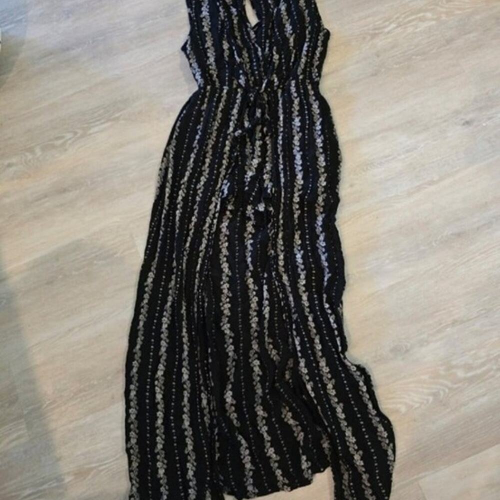 Daytrip Black Maxi Dress with Silver Vertical Detail